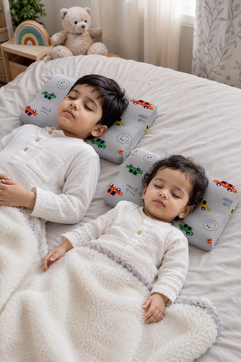 Kradyl Kroft Cervical Memory Foam Pillow for Kids 2 to 8 Yrs - Cars