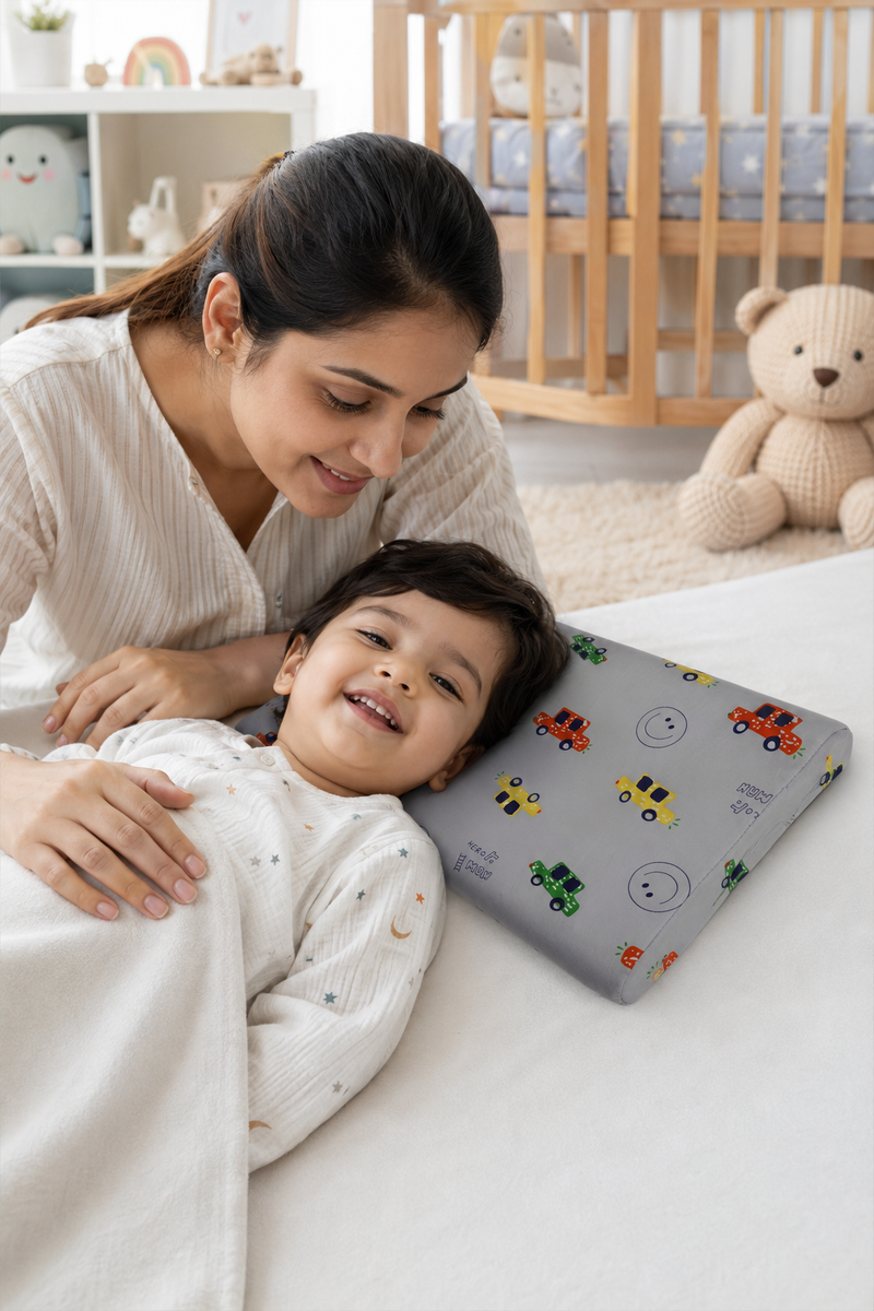 Kradyl Kroft Cervical Memory Foam Pillow for Kids 2 to 8 Yrs - Cars