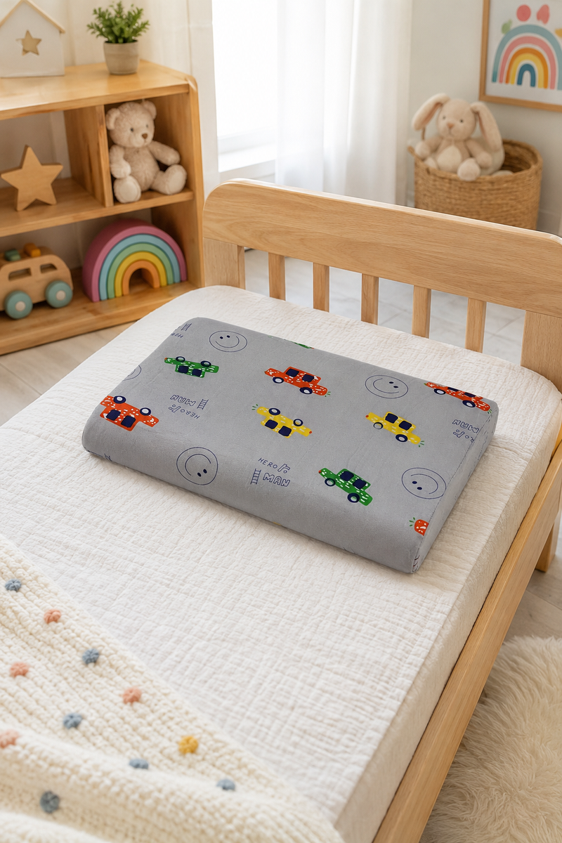 Kradyl Kroft Cervical Memory Foam Pillow for Kids 2 to 8 Yrs - Cars