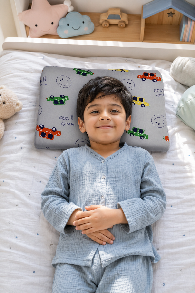 Kradyl Kroft Cervical Memory Foam Pillow for Kids 2 to 8 Yrs - Cars