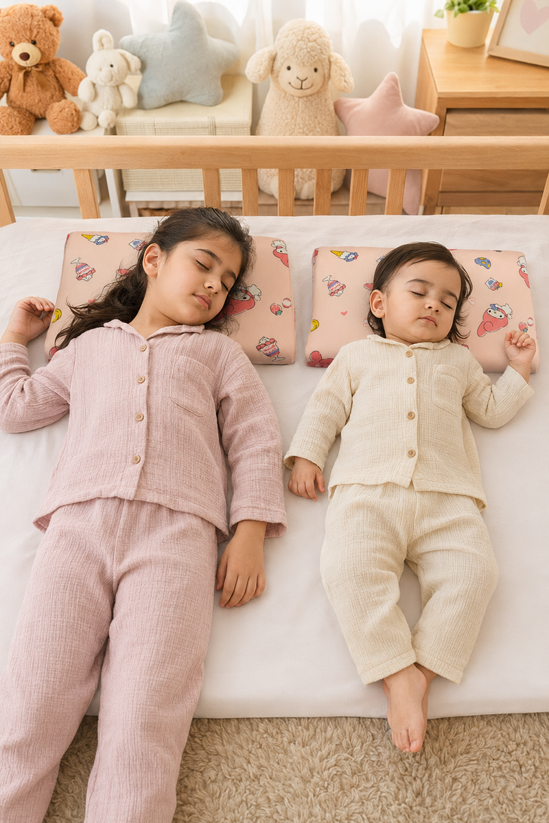 Kradyl Kroft Cervical Memory Foam Pillow for Kids 2 to 8 Yrs - Ice Cream