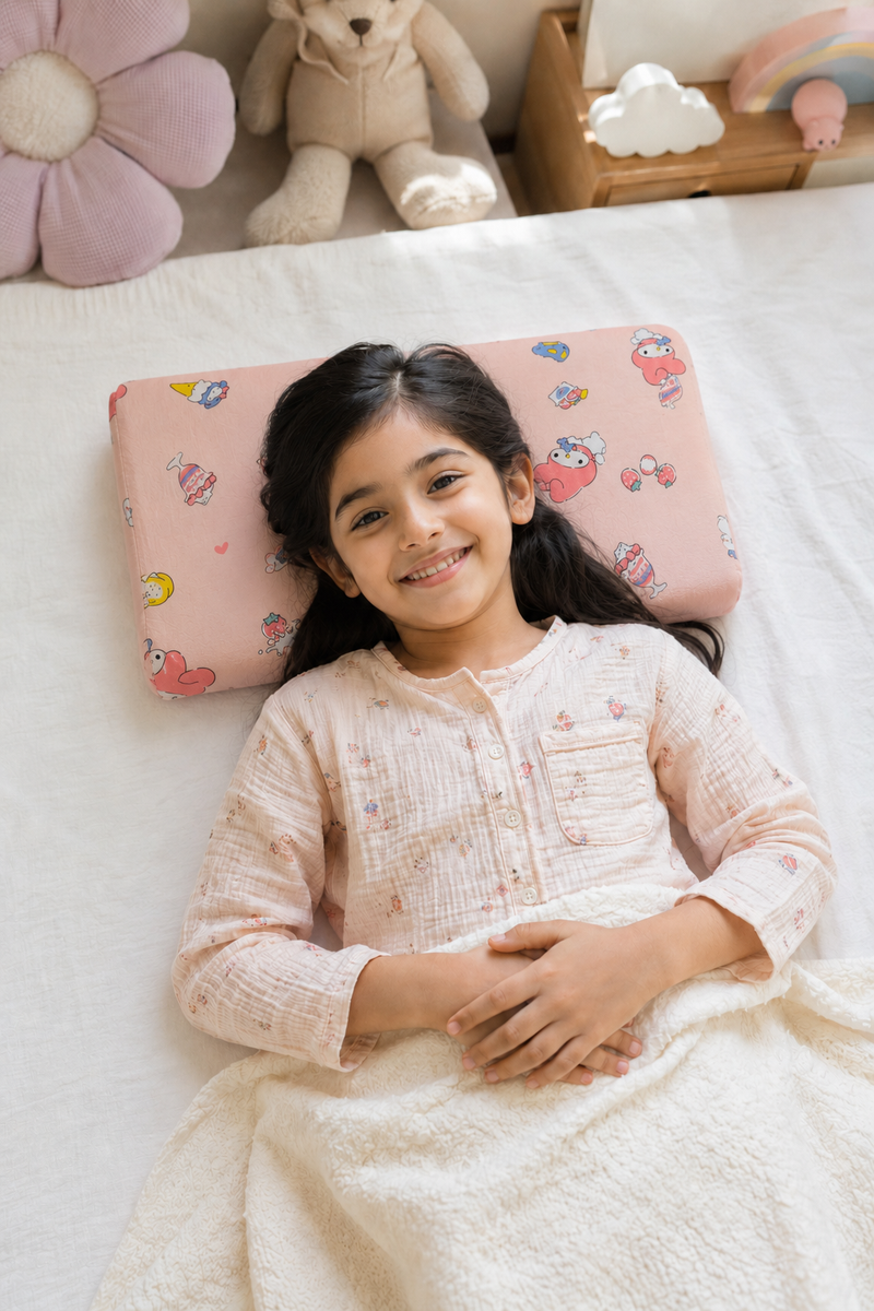 Kradyl Kroft Cervical Memory Foam Pillow for Kids 2 to 8 Yrs - Ice Cream