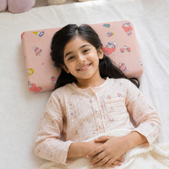 Kradyl Kroft Cervical Memory Foam Pillow for Kids 2 to 8 Yrs - Ice Cream