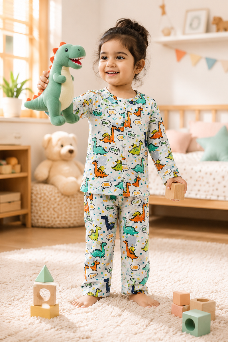 Chat Dino - 100% Cotton Lightweight Cambric Soft Unisex Set for New Born to 6 Years