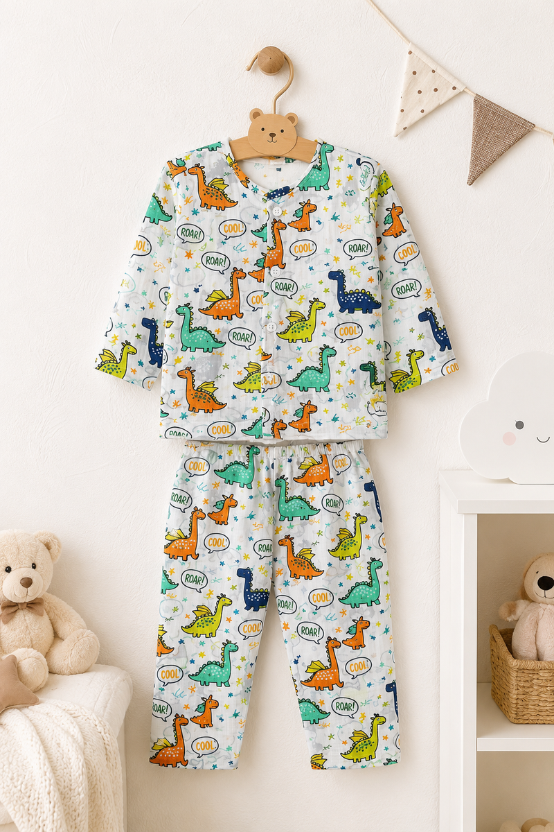 Chat Dino - 100% Cotton Lightweight Cambric Soft Unisex Set for New Born to 6 Years