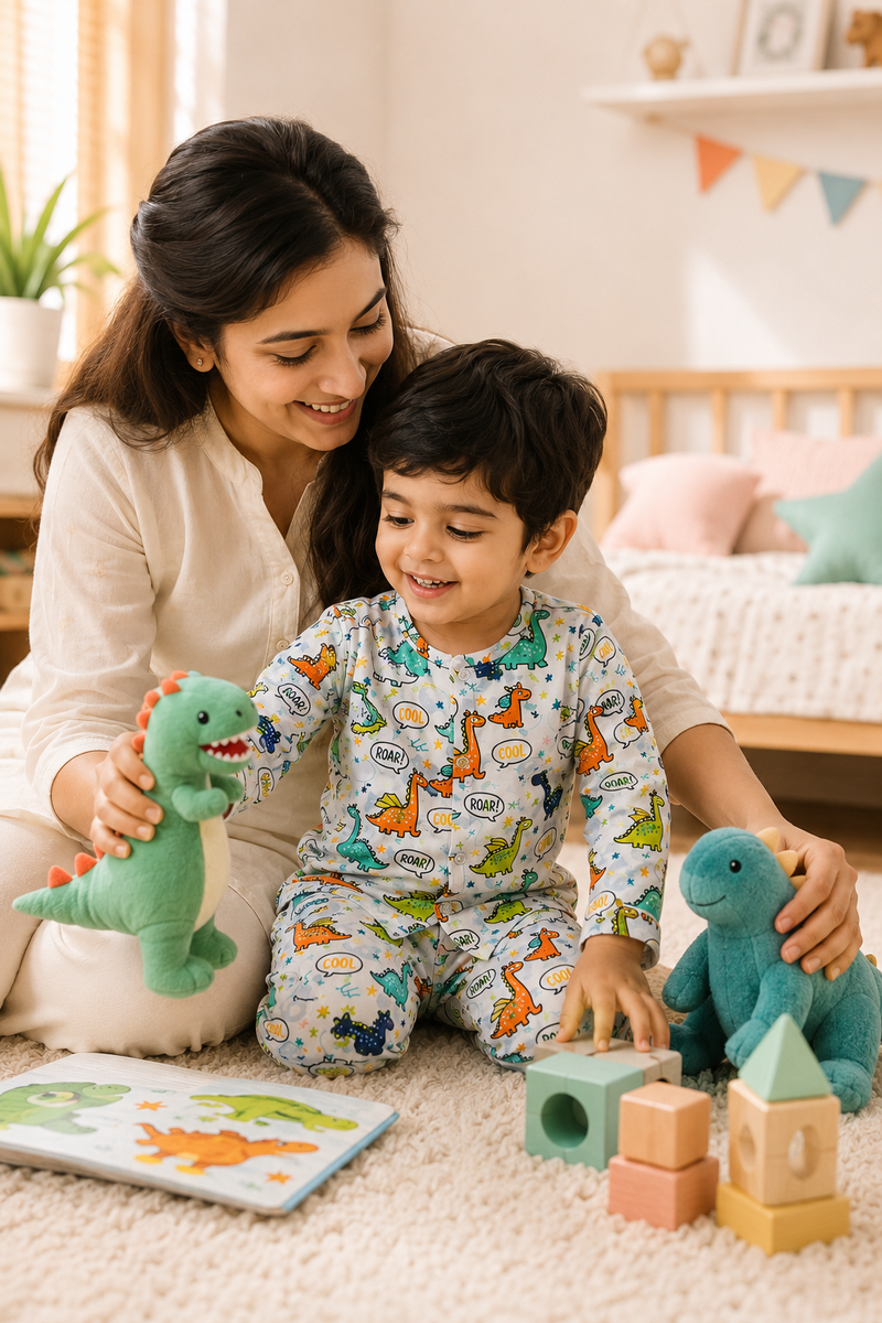 Chat Dino - 100% Cotton Lightweight Cambric Soft Unisex Set for New Born to 6 Years