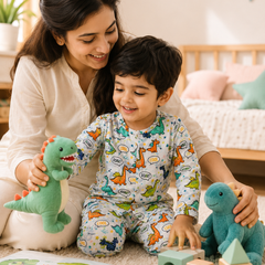 Chat Dino - 100% Cotton Lightweight Cambric Soft Unisex Set for New Born to 6 Years
