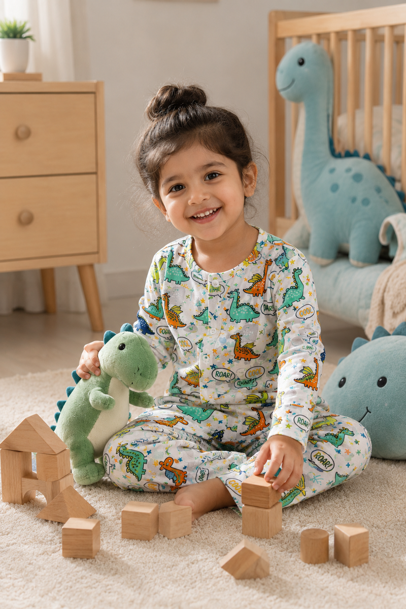 Chat Dino - 100% Cotton Lightweight Cambric Soft Unisex Set for New Born to 6 Years