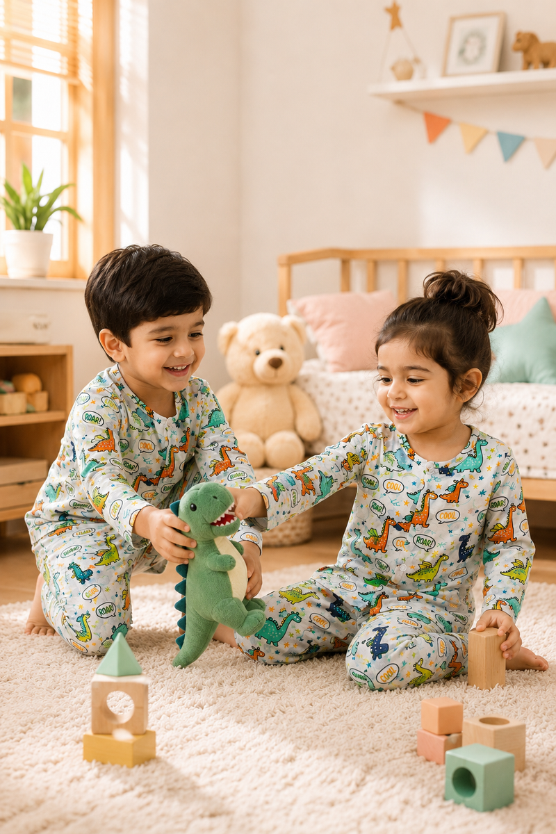 Chat Dino - 100% Cotton Lightweight Cambric Soft Unisex Set for New Born to 6 Years