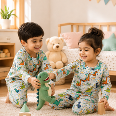 Chat Dino - 100% Cotton Lightweight Cambric Soft Unisex Set for New Born to 6 Years