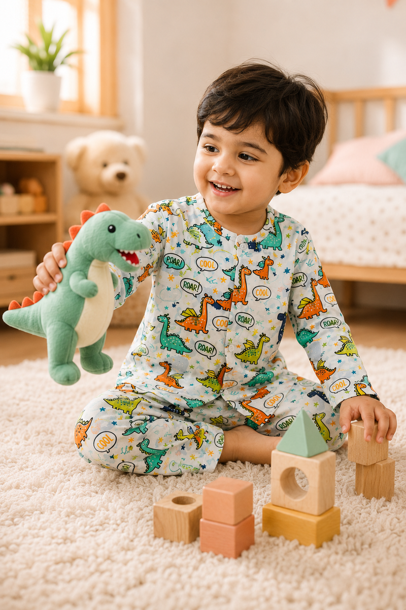 Chat Dino - 100% Cotton Lightweight Cambric Soft Unisex Set for New Born to 6 Years