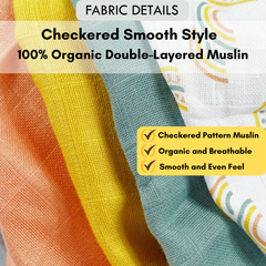Blue Checks |Half Sleeves| Checkered Muslin| Soft Unisex Muslin Set for New Born to 6 Years