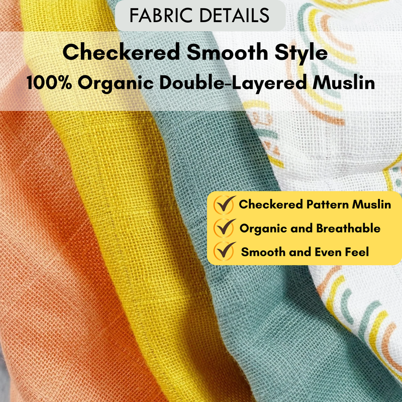 Sun N Moon - Kradyl Kroft Checkered Smooth Style Double Layered Soft Muslin Night Suit Set for New Born to 6 Years