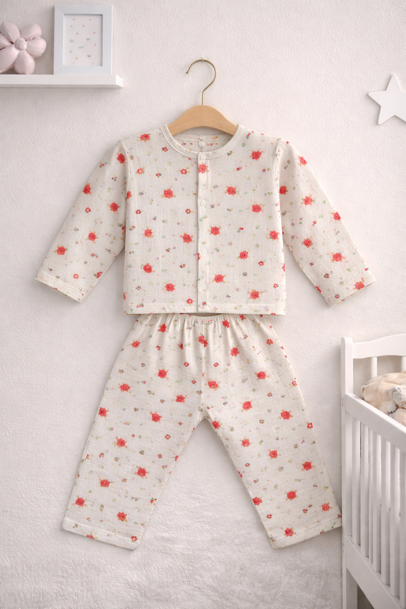 Cherry| Premium Crinkled Double Layered Soft Unisex Muslin Set for New Born to 6 Years