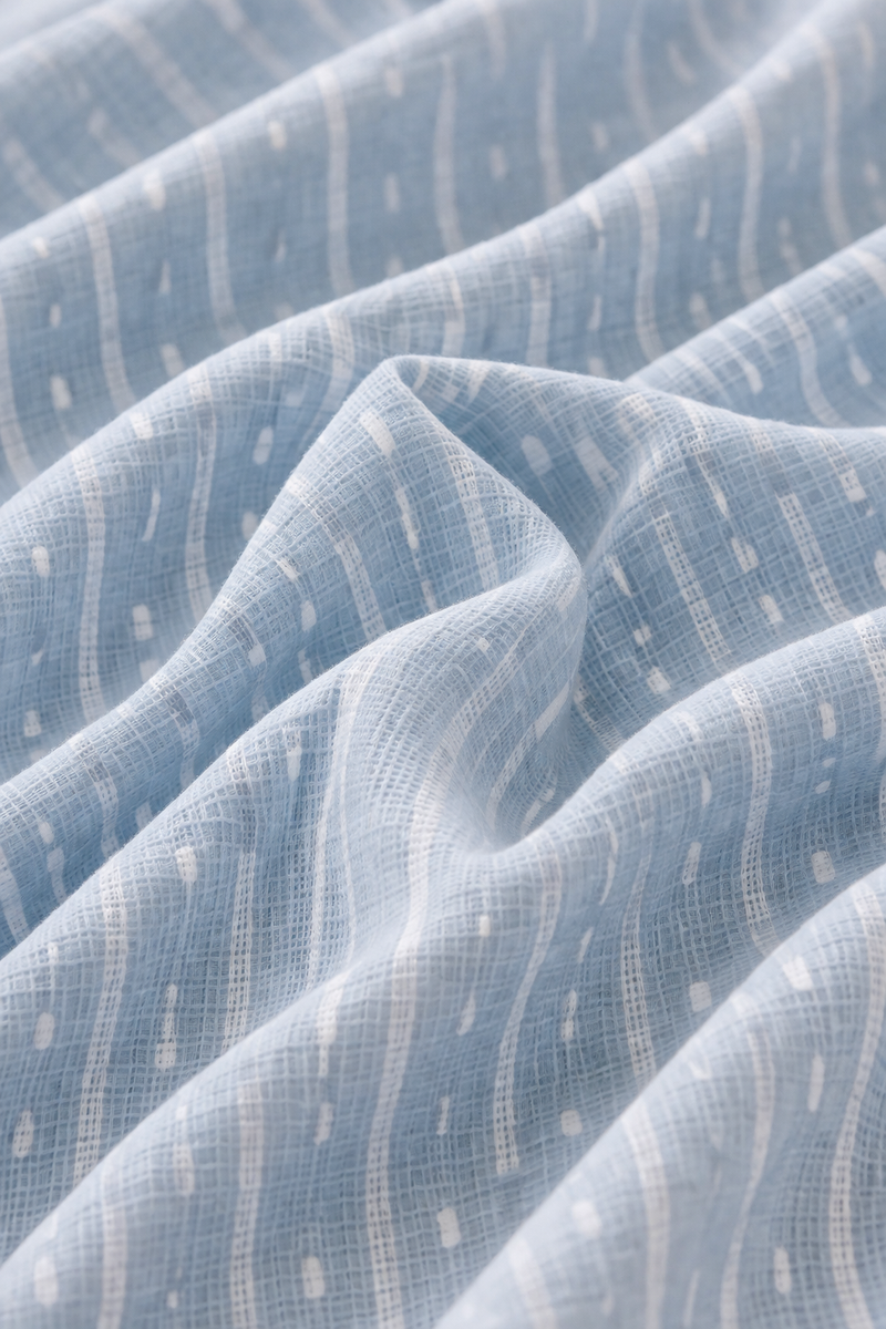 Sky Blue |Half Sleeves| Checkered Muslin| Soft Unisex Muslin Set for New Born to 6 Years