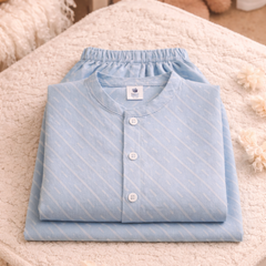 Sky Blue |Half Sleeves| Checkered Muslin| Soft Unisex Muslin Set for New Born to 6 Years