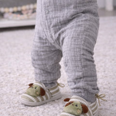 Kradyl Kroft 6-18 Months Booties with Drawstrings | Kids First Walking Soft Fabric Fur Shoes with Anti Slip Sole-Green Puppy