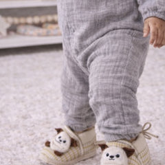 Kradyl Kroft 6-18 Months Booties with Drawstrings | Kids First Walking Soft Fabric Fur Shoes with Anti Slip Sole-Beige Pchu