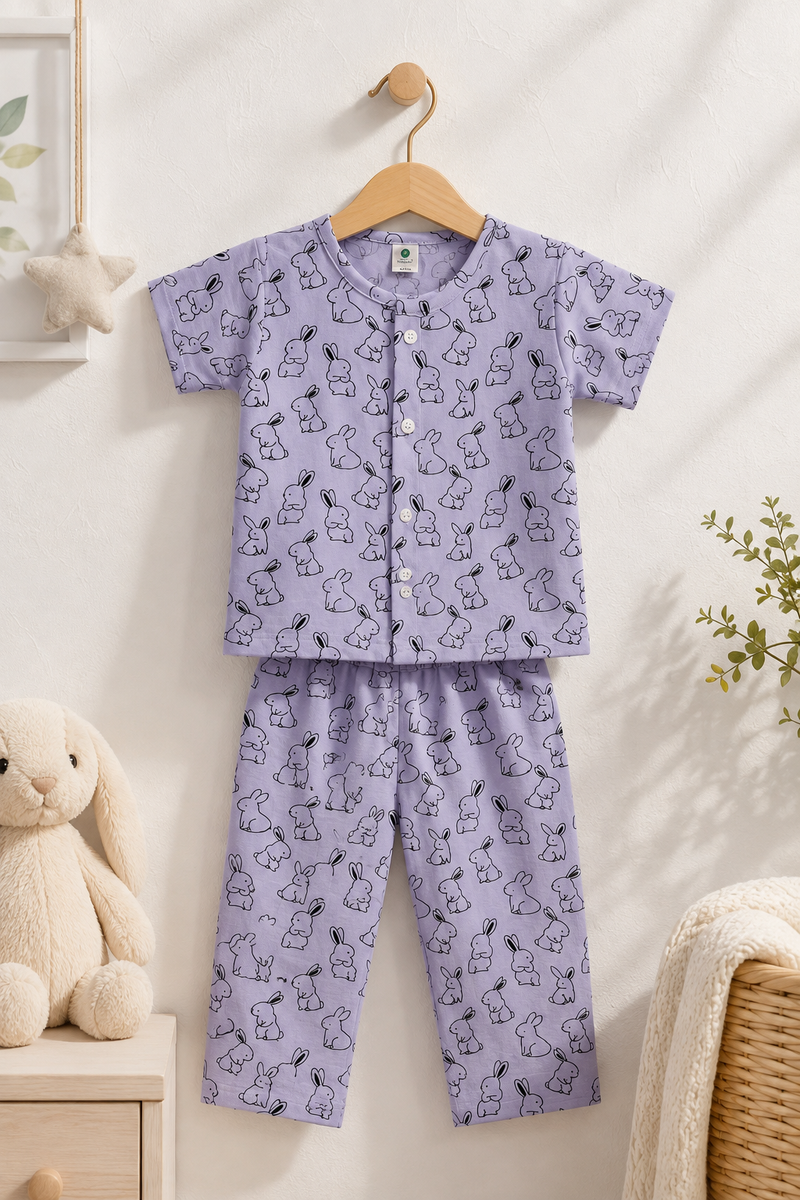 Purple Rabbit - Cloud PolyCotton | Unisex | Half Sleeve Top Pant Sets for New Born to 6 Years