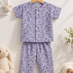 Purple Rabbit - Cloud PolyCotton | Unisex | Half Sleeve Top Pant Sets for New Born to 6 Years
