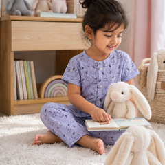 Purple Rabbit - Cloud PolyCotton | Unisex | Half Sleeve Top Pant Sets for New Born to 6 Years