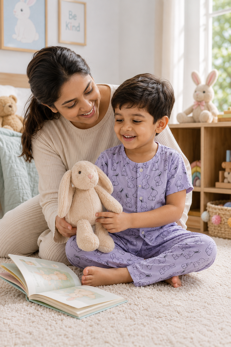 Purple Rabbit - Cloud PolyCotton | Unisex | Half Sleeve Top Pant Sets for New Born to 6 Years