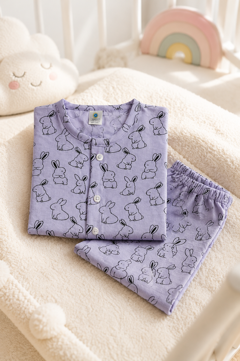 Purple Rabbit - Cloud PolyCotton | Unisex | Half Sleeve Top Pant Sets for New Born to 6 Years