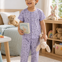 Purple Rabbit - Cloud PolyCotton | Unisex | Half Sleeve Top Pant Sets for New Born to 6 Years