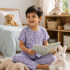 Purple Rabbit - Cloud PolyCotton | Unisex | Half Sleeve Top Pant Sets for New Born to 6 Years