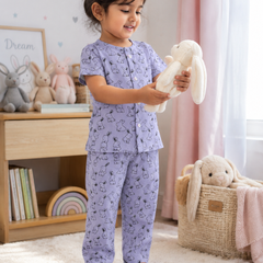 Purple Rabbit - Cloud PolyCotton | Unisex | Half Sleeve Top Pant Sets for New Born to 6 Years