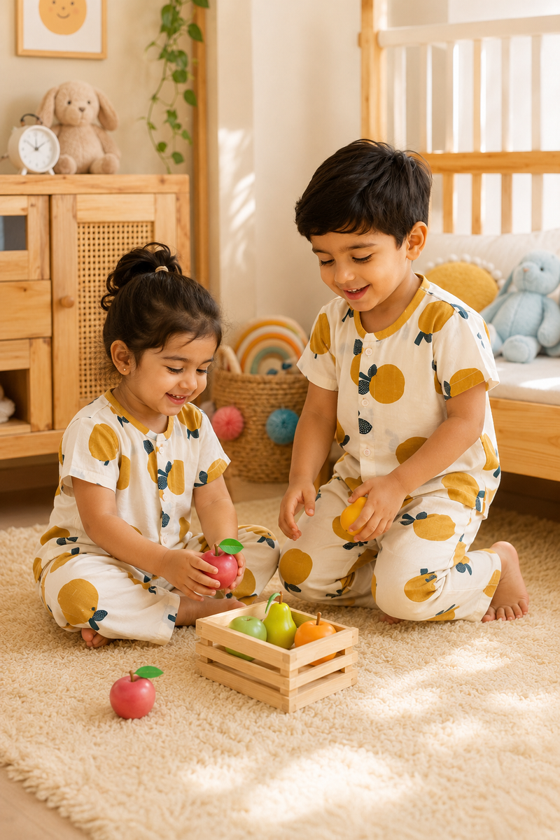 Sapota - Cloud PolyCotton | Unisex | Half Sleeve Top Pant Sets for New Born to 6 Years