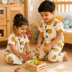 Sapota - Cloud PolyCotton | Unisex | Half Sleeve Top Pant Sets for New Born to 6 Years