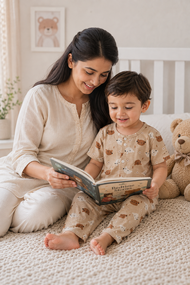 Bear Beige - Cloud PolyCotton | Unisex | Half Sleeve Top Pant Sets for New Born to 6 Years
