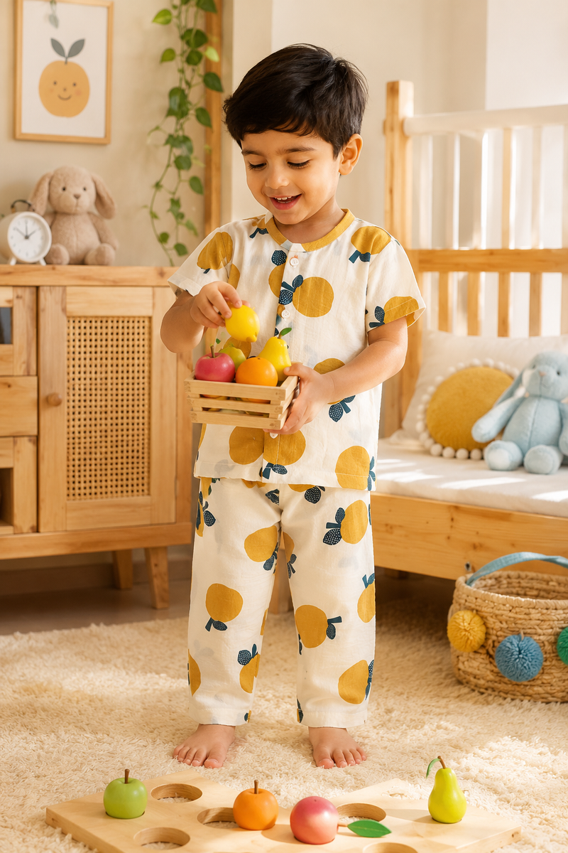 Sapota - Cloud PolyCotton | Unisex | Half Sleeve Top Pant Sets for New Born to 6 Years
