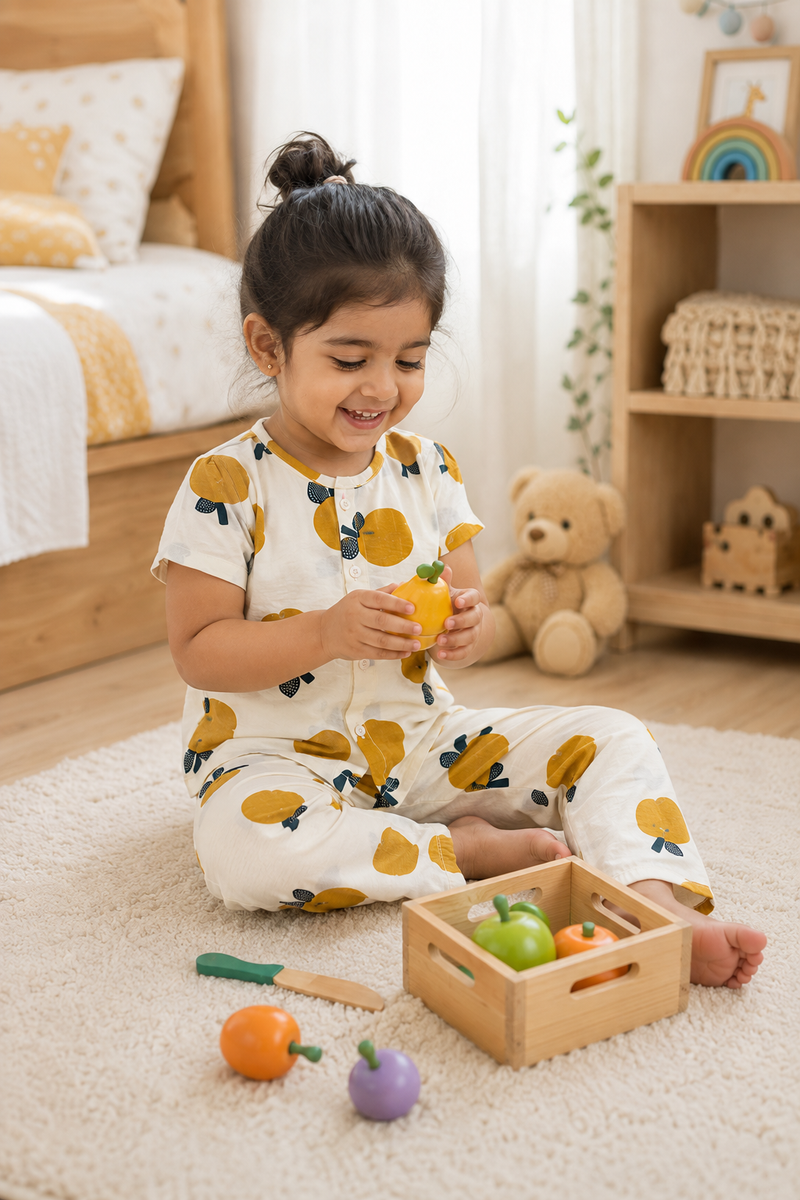 Sapota - Cloud PolyCotton | Unisex | Half Sleeve Top Pant Sets for New Born to 6 Years