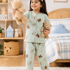 Pista Bear - Cloud PolyCotton | Unisex | Half Sleeve Top Pant Sets for New Born to 6 Years
