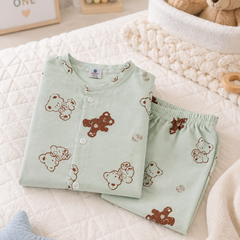 Pista Bear - Cloud PolyCotton | Unisex | Half Sleeve Top Pant Sets for New Born to 6 Years