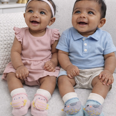 Budderfly- Set of 2 100% Cotton Baby Booties Socks for 0 to 12 Months