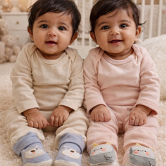 Kittle Pup- Set of 2 100% Cotton Baby Booties Socks for 0 to 12 Months