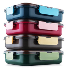 3 Compartment Stainless Steel Lunch Box with spoon | Leak Proof Easy Lock | BPA Free Food Grade Tiffin Box