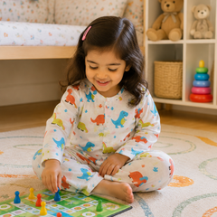 Colorful Dino |Half Sleeves| Checkered Muslin| Soft Unisex Muslin Set for New Born to 6 Years