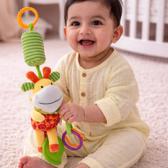 Soft Hanging Crinkle Rattle Sensory Toy for Babies with Teether (0–12 Months) - Giraffe
