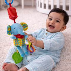 Soft Hanging Crinkle Rattle Sensory Toy for Babies with Teether (0–12 Months) - Elli