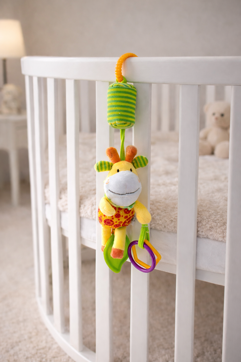 Soft Hanging Crinkle Rattle Sensory Toy for Babies with Teether (0–12 Months) - Giraffe