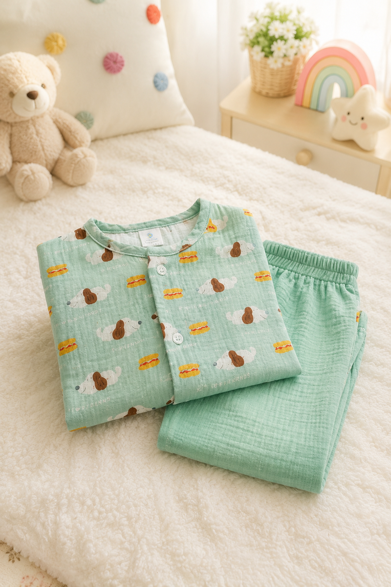 Hungry Me| Premium Crinkled Double Layered Soft Unisex Muslin Set for New Born to 6 Years