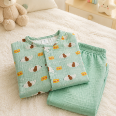 Hungry Me| Premium Crinkled Double Layered Soft Unisex Muslin Set for New Born to 6 Years