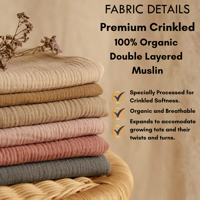 Cute Garden| Premium Crinkled Double Layered Soft Unisex Muslin Set for New Born to 6 Years