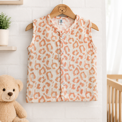 1 Pc Sleeveless Premium Crinkled Muslin Jhabla Vest - Pugmark
