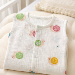 1 Pc Sleeveless Premium Crinkled Muslin Jhabla Vest - Swirl