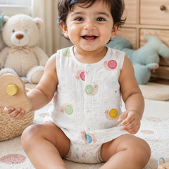 1 Pc Sleeveless Premium Crinkled Muslin Jhabla Vest - Swirl